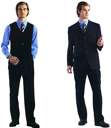 保全警衛制服.左 M-02 黑 男背心.右 M-270-1 黑灰色條紋