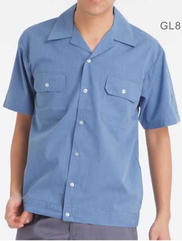 工作服  810E 男短袖司機衫(塑藍色)