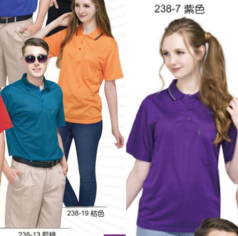 制服 POLO衫238-19..   238-20....238-7(有口袋)，有長袖款，品名為A338