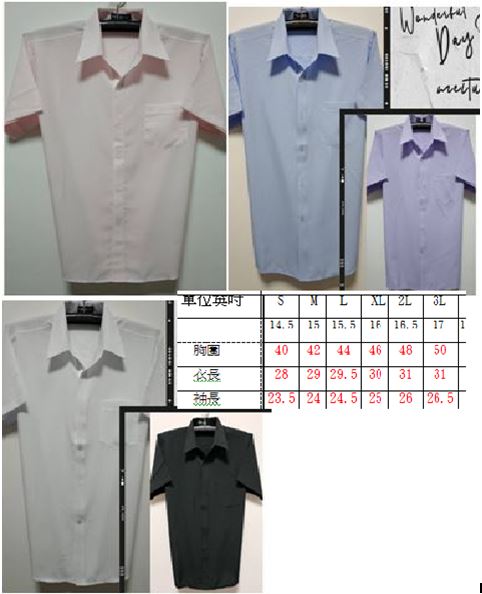 制服   FUH DANG 吸濕排汗襯衫8601    每色都有長短袖   採軟包裝