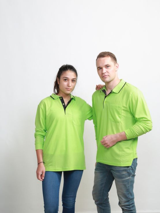 制服 網眼長袖POLO衫紫色  D410果綠色 TTC布，有短袖款，編號為C310